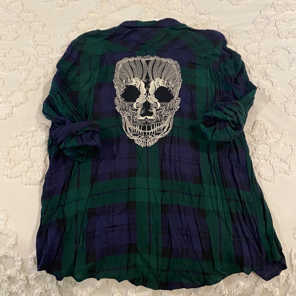 Lace Skull Button Down